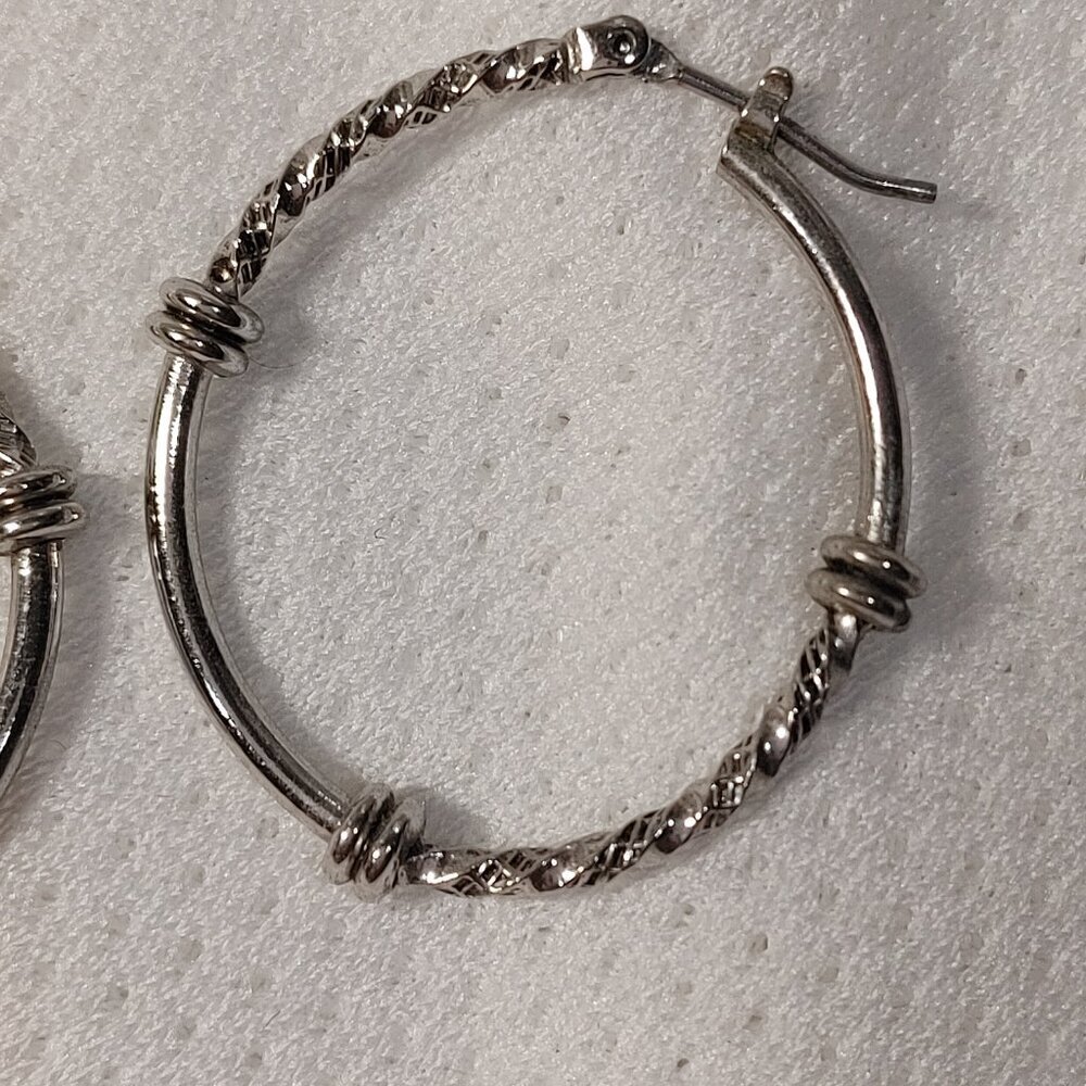 Silver Tone Hoop Earrings - Picture 2 of 4